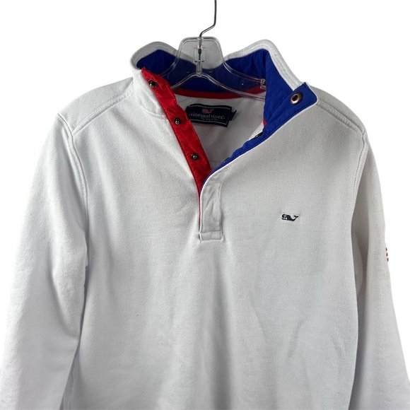 Vineyard Vines Men's S White Quarter Zip Pullover Sweatshirt Casual - Picture 2 of 11